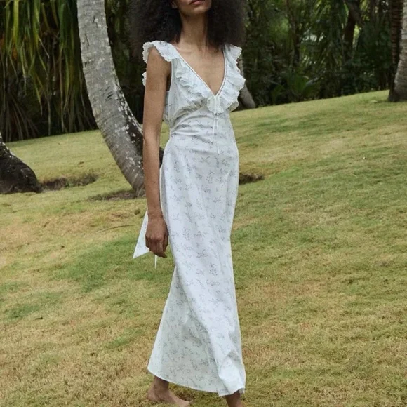 V-neck organic cotton floral dress - Picture 2 of 4